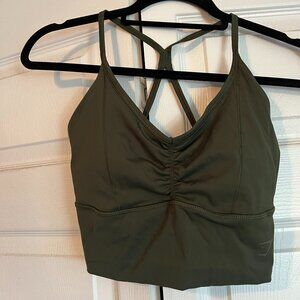 GYMSHARK ELEVATE LONGLINE SPORTS BRA Moss Olive Small